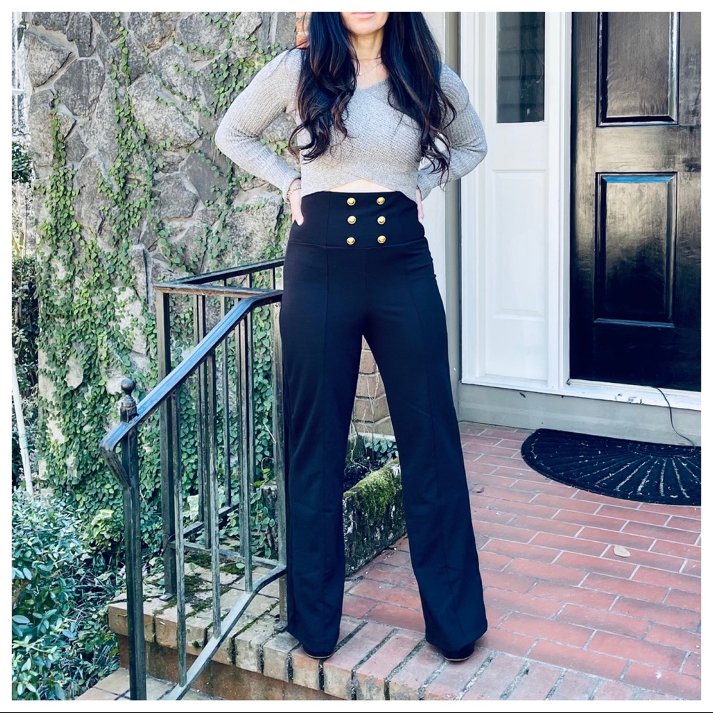 ✨SALE✨Chic black wide leg sailor style pants - Picture 6 of 11